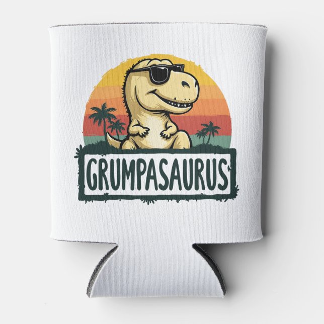 Grumpasaurus Dinosaur Grandpa Saurus Father's Day Can Cooler (Front)