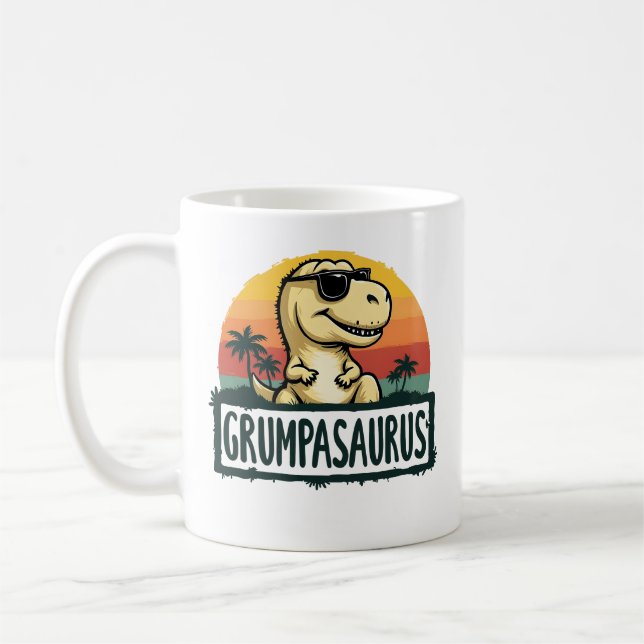Grumpasaurus Dinosaur Grandpa Saurus Father's Day Coffee Mug (Left)