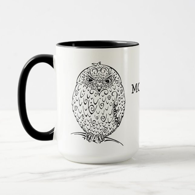 Grumpy African Barred Owlet Design Mug (Left)