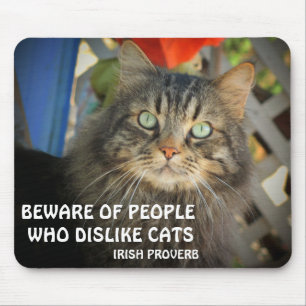 Grumpy Angel Cat and Irish proverb Meme Mouse Mat