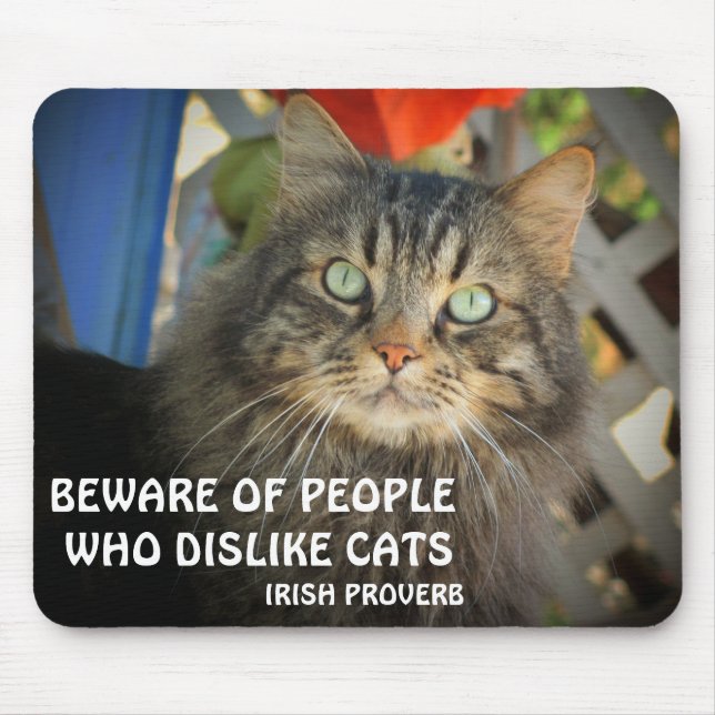 Grumpy Angel Cat and Irish proverb Meme Mouse Mat (Front)
