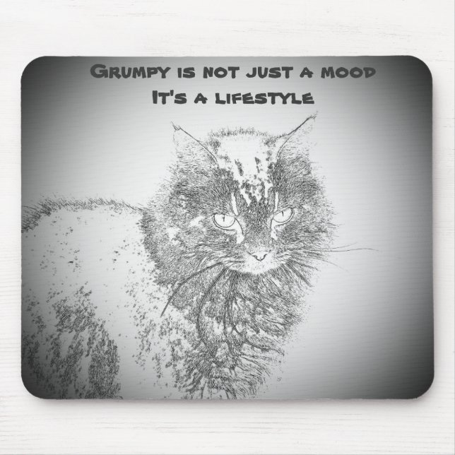 Grumpy Angel  lifestyle Cat mouse pad (Front)