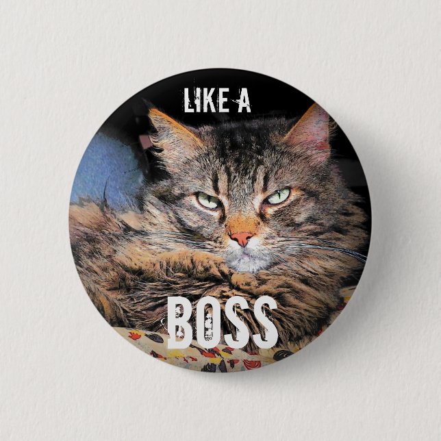 Grumpy Angel, Like A Boss Cat Meme 6 Cm Round Badge (Front)