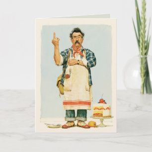 Grumpy Baker and Strawberry Cake Card
