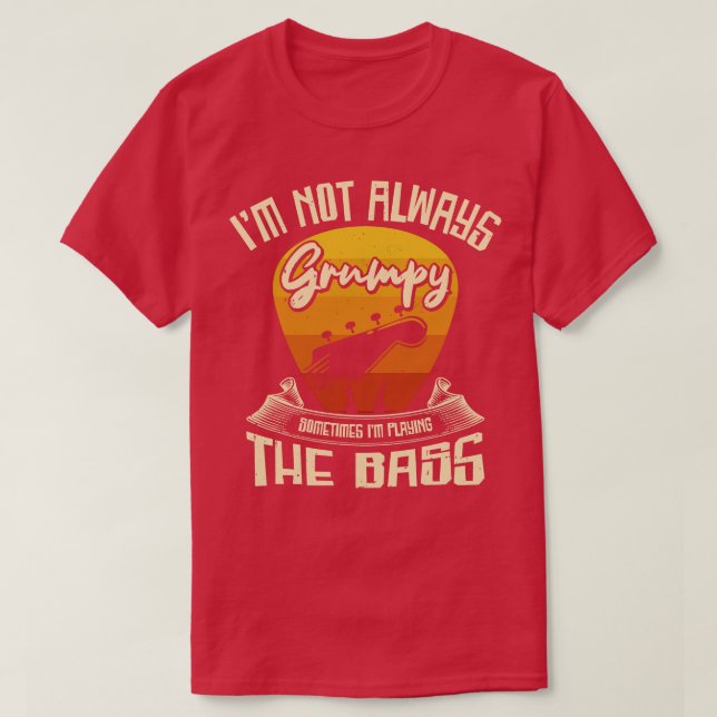 Grumpy Bassist Playing Bass Guitar Music T-Shirt (Design Front)