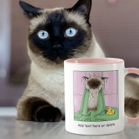 Grumpy Bath Time Himalayan Siamese Cat Funny Pink