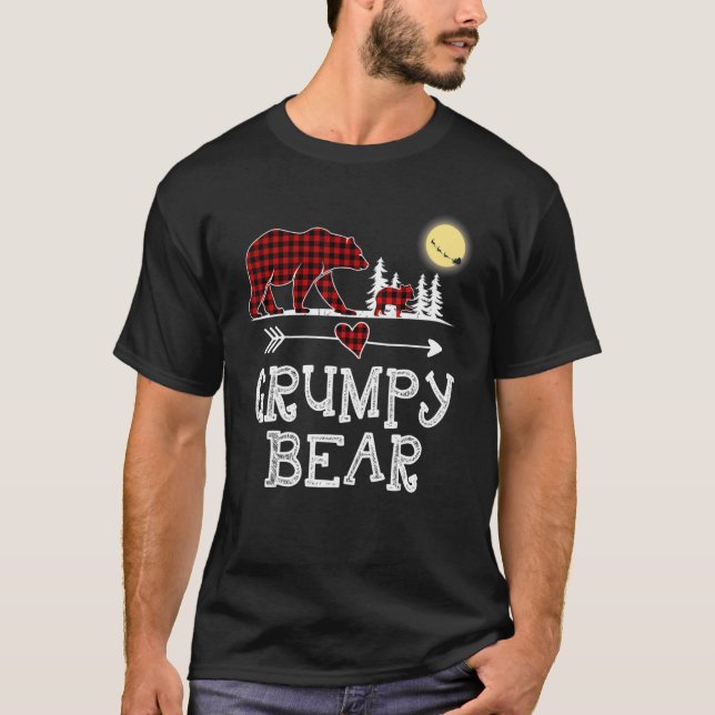 Grumpy Bear Christmas Pajama Red Plaid Buffalo for T-Shirt (Front)