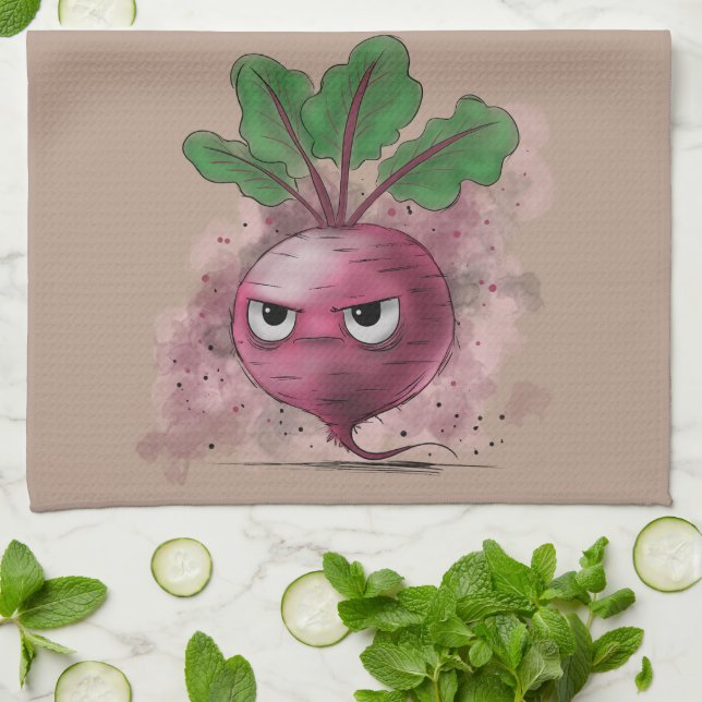 Grumpy Beet Tea Towel (Folded)