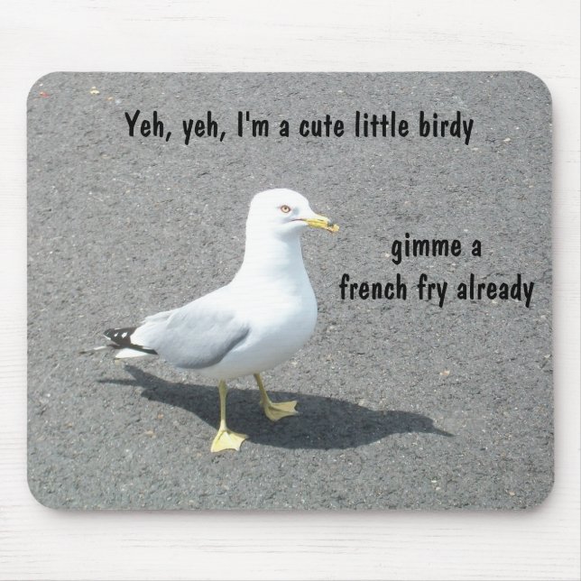 Grumpy Begger Seagull Animal Meme Mouse Mat (Front)
