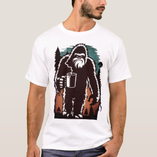 grumpy bigfoot with coffee "Leave me alone" T-Shirt