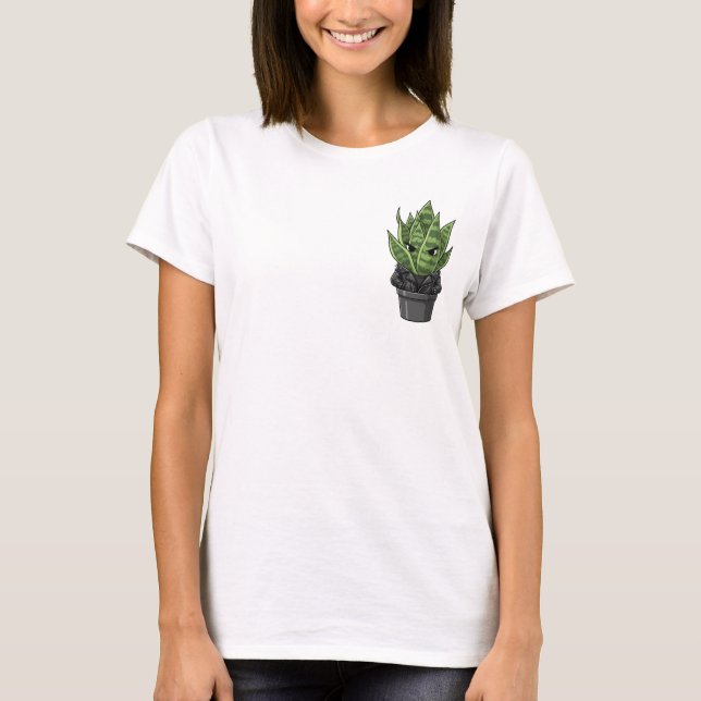 Grumpy Biker Snake Plant in Spiked Leather Jacket T-Shirt (Front)