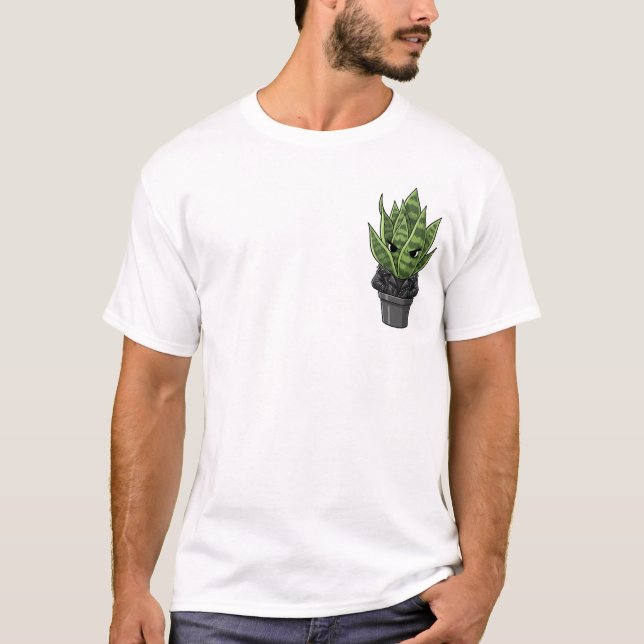 Grumpy Biker Snake Plant in Spiked Leather Jacket T-Shirt (Front)