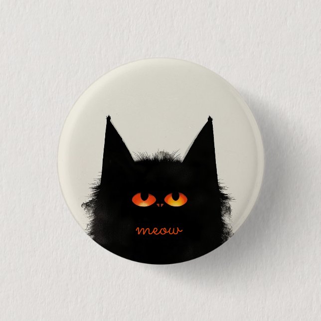 Grumpy Black Cat 3 Cm Round Badge (Front)