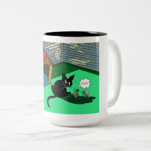 Grumpy Black Cat and Mice Retro Cartoon Ceramic Mu Two-Tone Coffee Mug
