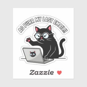 Grumpy Black Cat As Purr My Last Email Office Humo