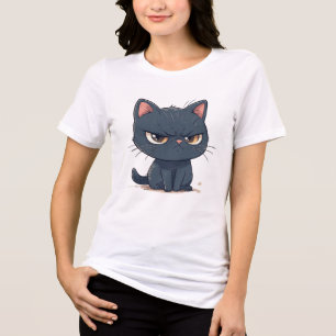 Grumpy Black Cat Emoji Tri-Blend Shirt