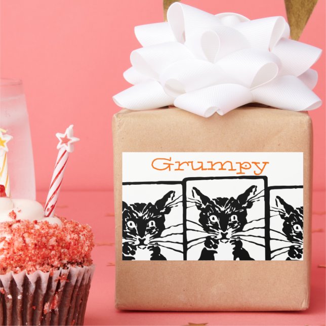 Grumpy Black Cat for the Grumpy Person or Cat Rectangular Sticker (Party)