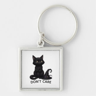 Grumpy Black Cat Halloween Key Ring
