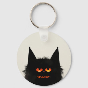 Grumpy Black Cat Key Ring