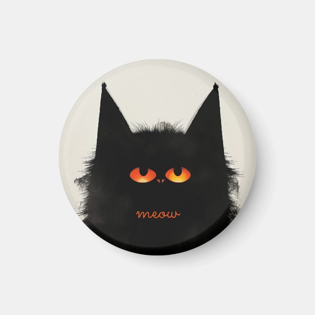 Grumpy Black Cat Magnet (Front)
