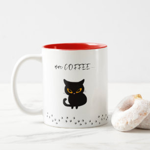 Grumpy Black Cat More Coffee Two-Tone Coffee Mug