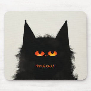 Grumpy Black Cat Mouse Mat