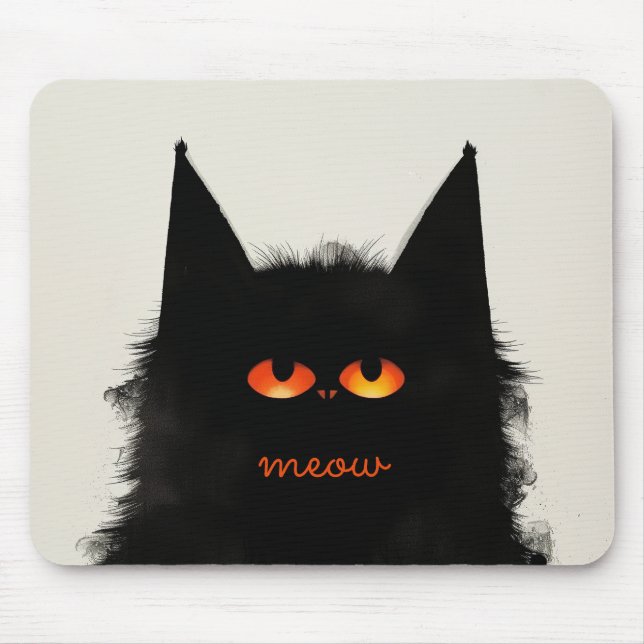 Grumpy Black Cat Mouse Mat (Front)