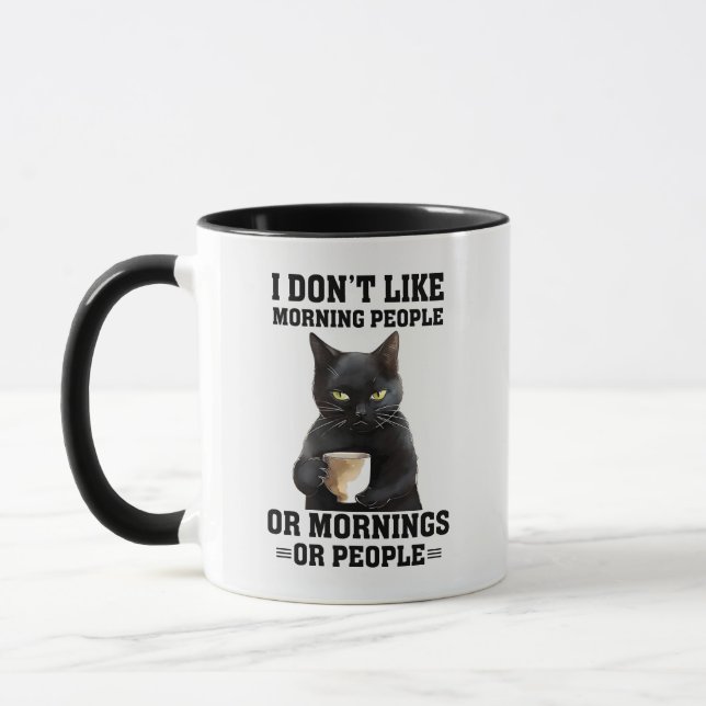 Grumpy Black Cat Mug (Left)