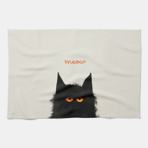 Grumpy Black Cat Tea Towel
