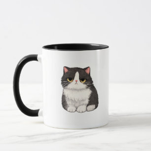Grumpy Black & White Cat Mug