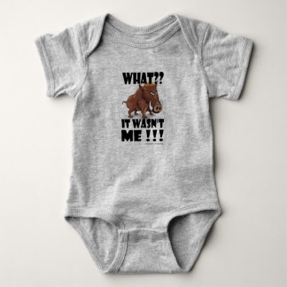 Grumpy Boar says "It wasn't me" Baby Bodysuit