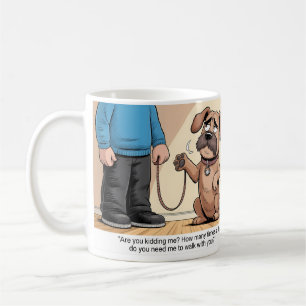 Grumpy Brown Dog Funny Walking Cartoon Coffee Mug