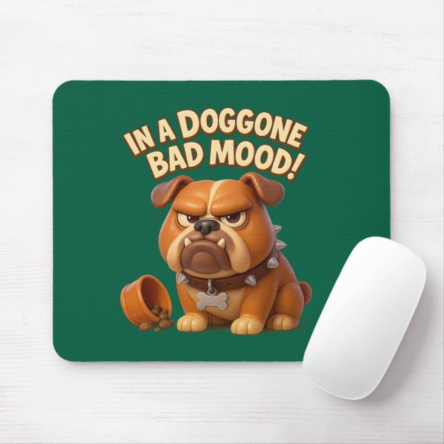 Grumpy bulldog warning – in a doggone bad mood mouse mat (With Mouse)