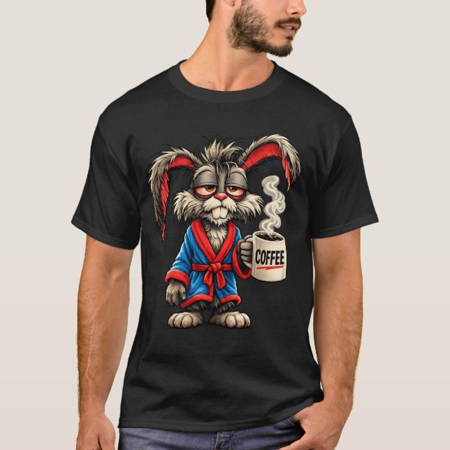 Grumpy Bunny Coffee Funny T-Shirt (Front)