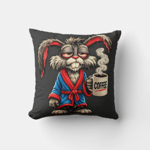 Grumpy Bunny Coffee Funny T-Shirt Cushion