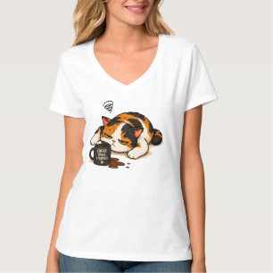 Grumpy Calico Cat - Coffee spoke T-Shirt