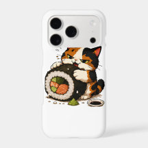 Grumpy Calico Cat Sushi Lover