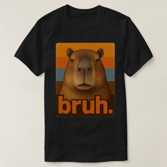 Grumpy Capybara “bruh” Meme – Funny Retro Animal  T-Shirt (Design Front)
