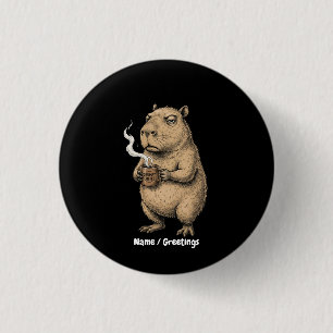 Grumpy Capybara Coffee Vintage Ink Sketch 3 Cm Round Badge