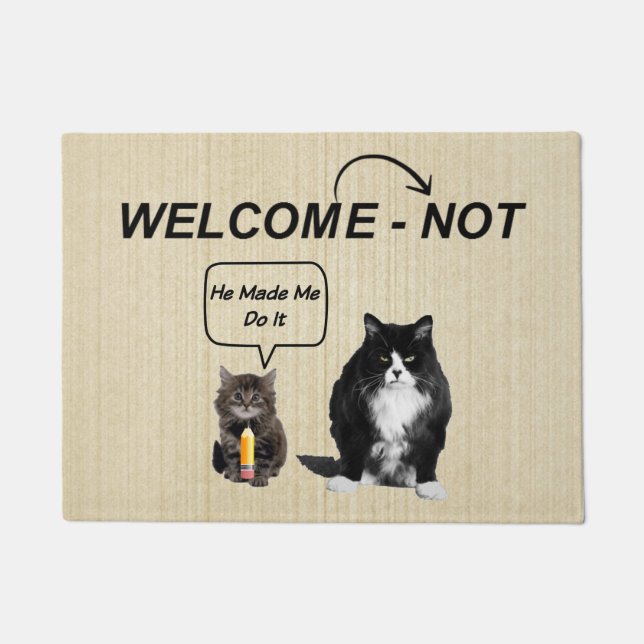 Grumpy Cat and Kitten Door Mat (Front)