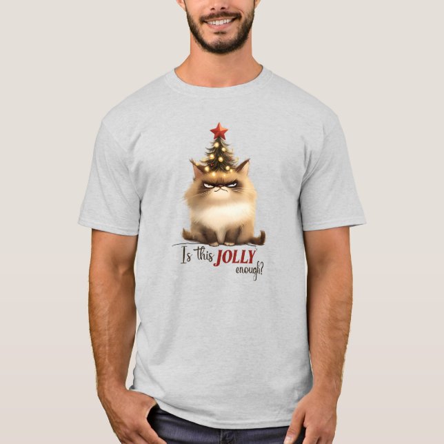 Grumpy Cat Christmas Funny T-Shirt (Front)