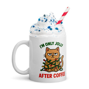 Grumpy Cat Christmas Mug   Jolly After Coffee, Dra