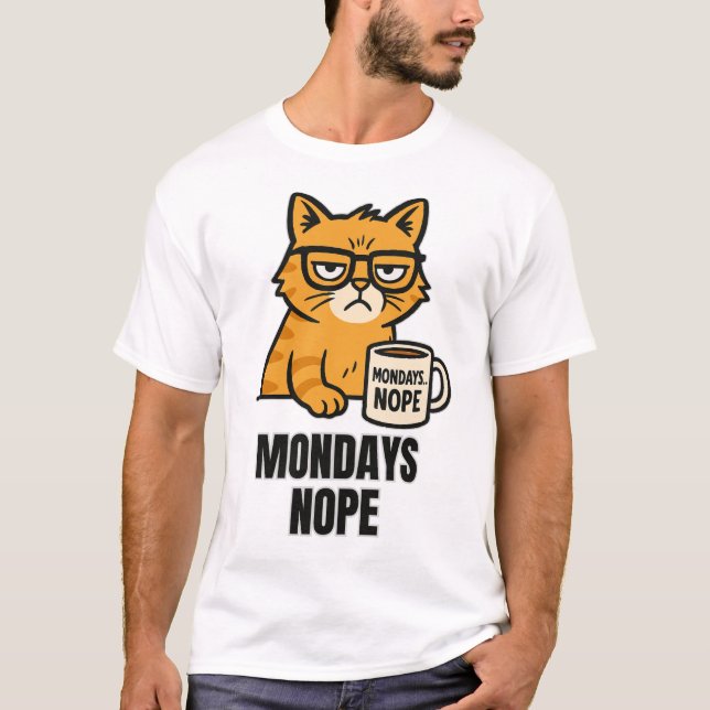 Grumpy Cat Coffee Club: Mondays? Nope. T-Shirt (Front)