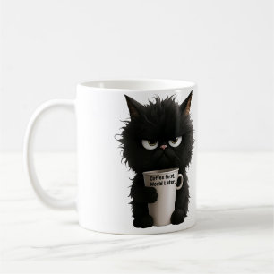 Grumpy Cat Coffee Mood T-Shirt Funny Black Fluffy Coffee Mug