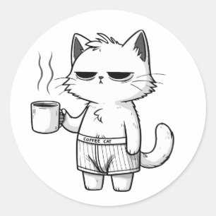 Grumpy Cat Coffee Mug Pattern Classic Round Sticker