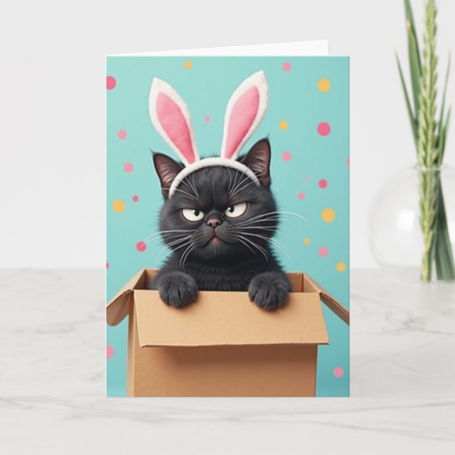 Grumpy Cat Cute Ears Funny Card (Front)