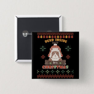 Grumpy Cat Dead Inside Ugly Christmas 15 Cm Square Badge