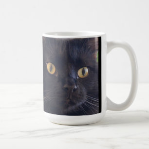 Grumpy Cat Don't Care, Black Grump Cat Face Coffee Mug