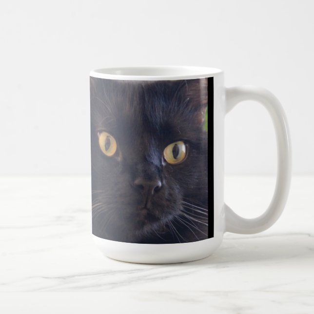 Grumpy Cat Don't Care, Black Grump Cat Face Coffee Mug (Right)