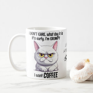 Grumpy Cat Drinking Coffee Quote  Mug